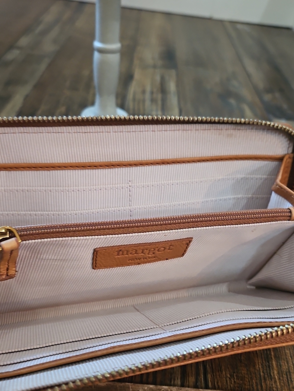 margot tan leather zip-around wristlet wallet - Picture 3 of 4